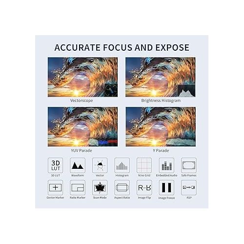  FEELWORLD F6 PLUSX 5.5 Inch 1600nit High Bright DSLR Camera Field Touch Screen Monitor with Waveform HDR 3D Lut Small Full HD 1920x1080 IPS Video Peaking Focus Assist 4K HDMI Type-c Input