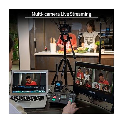  FEELWORLD LIVEPRO L1 V1 Multi Camera Video Mixer Switcher 2 Inch LCD Display 4 x HDMI Inputs USB 3.0 Output Format Real Time Production Live Streaming Lightweight