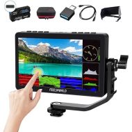 FEELWORLD F5 Pro V4 6- Inch DSLR Camera Field Monitor Bundle + Battery+Carry Case+ Micro HDMI Cords - Touch Screen Video Monitor with 3D LUT 1080P 4K HDMI with External F970 Power Plate