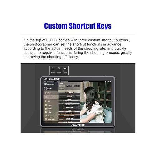  FEELWORLD LUT11 10.1 Inch Video Monitor,Ultra High Bright 2000nit Touch Screen DSLR Camera Field Monitor,4K HDMI,1920X1200 IPS Panel