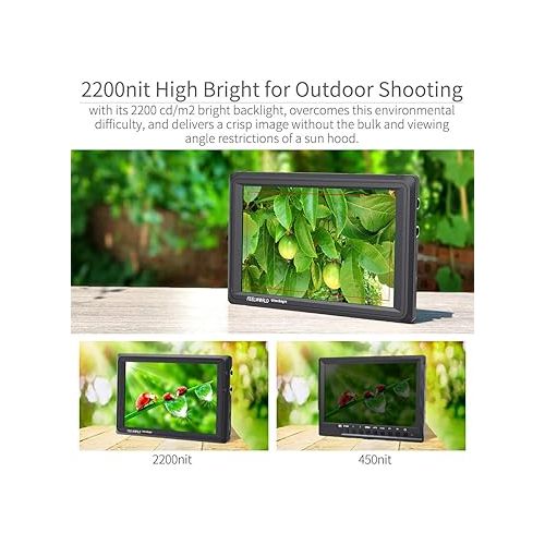  FEELWORLD FW279S 7 Inch Ultra Bright 2200nit DSLR Camera Field Monitor Daylight Viewable High Brightness Full HD 1920x1200 3G SDI 4K HDMI Input Output