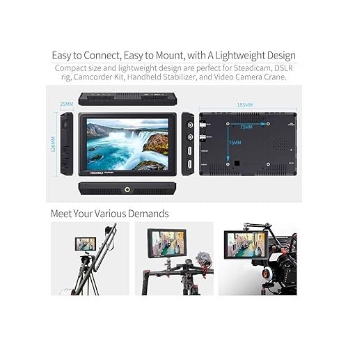  FEELWORLD FW279S 7 Inch Ultra Bright 2200nit DSLR Camera Field Monitor Daylight Viewable High Brightness Full HD 1920x1200 3G SDI 4K HDMI Input Output