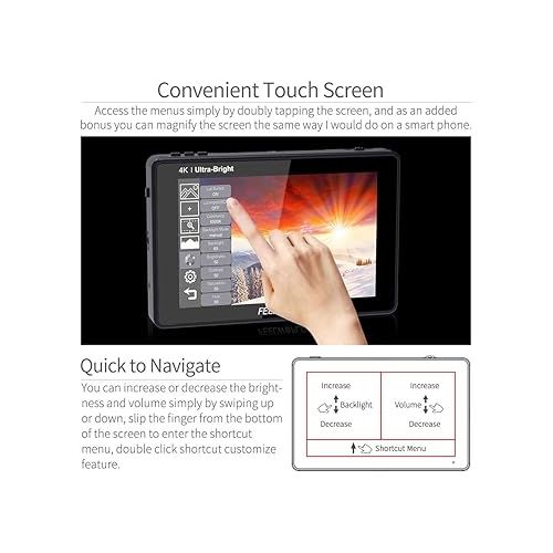  FEELWORLD LUT7 7 Inch Ultra Bright 2200nit Touchscreen Camera DSLR Field Monitor with 3D Lut Waveform Automatic Light Sensor 1920x1200 4K HDMI Input