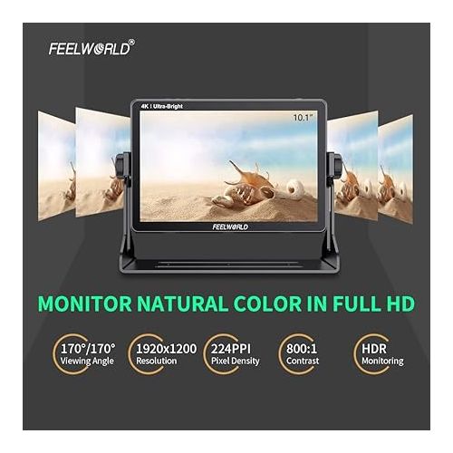  FEELWORLD LUT11S 10.1 Inch 2000nit Ultra Bright Camera Field DSLR Monitor with Touchscreen Waveform LUT F970 Install and Power Kit HDMI SDI Input Output