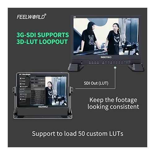  FEELWORLD LUT11S 10.1 Inch 2000nit Ultra Bright Camera Field DSLR Monitor with Touchscreen Waveform LUT F970 Install and Power Kit HDMI SDI Input Output