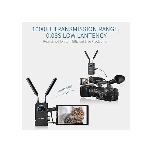  FEELWORLD W1000S Wireless Video Transmission System SDI Dual HDMI Transmitter and Receiver Full Duplex Intercom Live Streaming 1000FT Long Range with 0.08S Low Latency