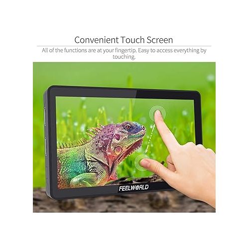  FEELWORLD F6 Plus V2 6 inch DSLR Camera Field Touch Screen Monitor with HDR 3D Lut Small Full HD 1920x1080 IPS Video Peaking Focus Assist 4K HDMI 8.4V DC Input Output Include Tilt Arm