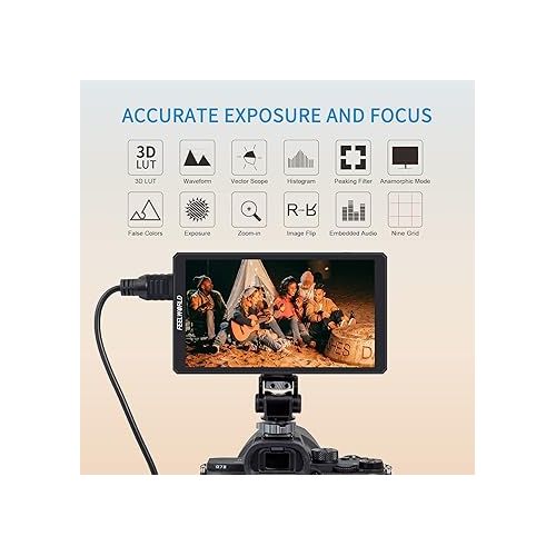  FEELWORLD CUT6 6-inch Touch Screen Portable Video Recording Monitor FHD IPS 4K HDMI 1920x1080