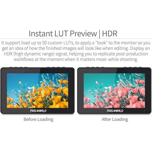  FEELWORLD LUT7 PRO 7 Inch Ultra Bright 2200nits DSLR Camera Field Monitor 3D LUT Touchscreen HDR Waveform F970 External Power and Install Kit 4K HDMI