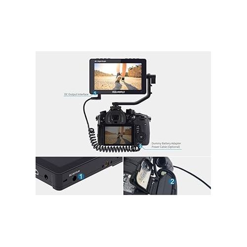  FEELWORLD F5 Prox 5.5 Inch Camera Field Monitor Hight Bright 1600 Nit1920x1080 DSLR Full HD 4K IPS Video Peaking Focus HDMI 8.4V DC Input Output with 12V Adapter Tilt Arm (Standard)