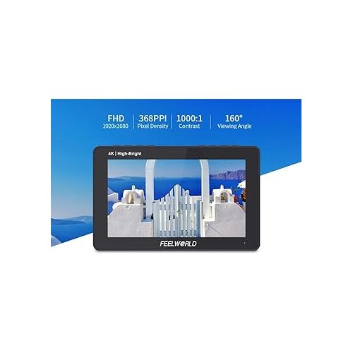  FEELWORLD F5 Prox 5.5 Inch Camera Field Monitor Hight Bright 1600 Nit1920x1080 DSLR Full HD 4K IPS Video Peaking Focus HDMI 8.4V DC Input Output with 12V Adapter Tilt Arm (Standard)