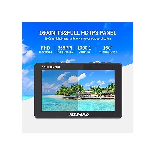  FEELWORLD 5.5 Inch 1600Nit Camera Field Monitor Ultra Bright 4K HDMI Video Monitor Touch Screen DSLR Monitor F970 External Install F5PROX