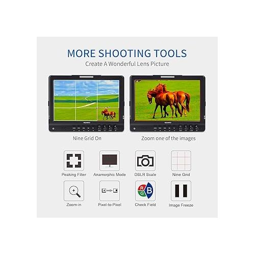  FEELWORLD 1018V1 10.1 Inch DSLR Camera Field Monitor 4K Full HD 1920x1200 IPS Display HDMI YPbPr Video Audio Input Built-in Speakers