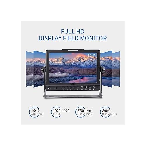  FEELWORLD 1018V1 10.1 Inch DSLR Camera Field Monitor 4K Full HD 1920x1200 IPS Display HDMI YPbPr Video Audio Input Built-in Speakers