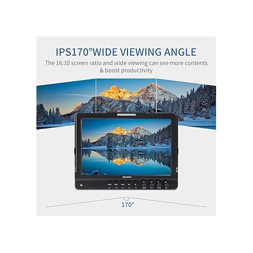  FEELWORLD 1018V1 10.1 Inch DSLR Camera Field Monitor 4K Full HD 1920x1200 IPS Display HDMI YPbPr Video Audio Input Built-in Speakers