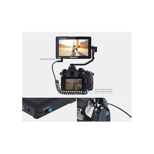  FEELWORLD F5 Prox 5.5 Inch Hight Bright Field Monitor 1600 Nit 4K 1920x1080 DSLR HDMI Touch Screen Camera IPS FHD Wireless Transmission Video 5V Type-C Input with 12V Adapter Tilt Arm (Standard)