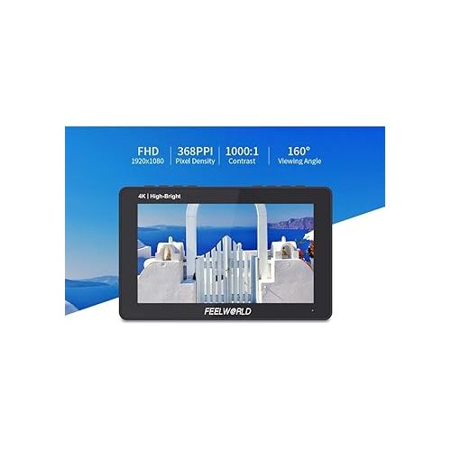  FEELWORLD F5 Prox 5.5 Inch Hight Bright Field Monitor 1600 Nit 4K 1920x1080 DSLR HDMI Touch Screen Camera IPS FHD Wireless Transmission Video 5V Type-C Input with 12V Adapter Tilt Arm (Standard)