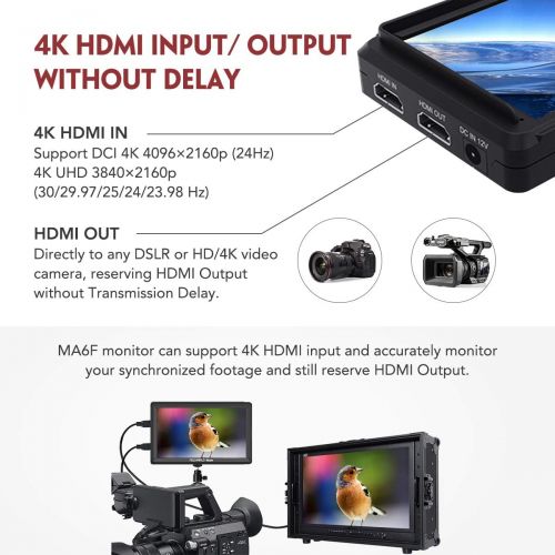  [아마존 핫딜] [아마존핫딜]FEELWORLD Feelworld Master MA6F 5.5 Inch DSLR Monitor 4K HDMI 8.4V DC in/Out, Full HD 1920x720p LCD Camera Field Monitor Tilt Arm Included