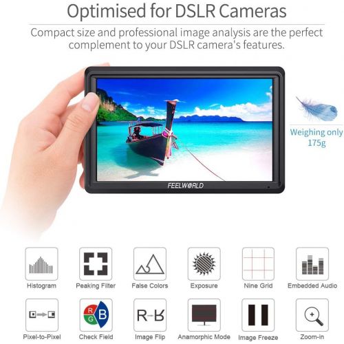  [아마존핫딜][아마존 핫딜] FEELWORLD FW568 5.5 inch DSLR Camera Field Monitor Video Peaking Focus Assist Small Full HD 1920x1080 IPS with 4K HDMI 8.4V DC Input Output Include Tilt Arm