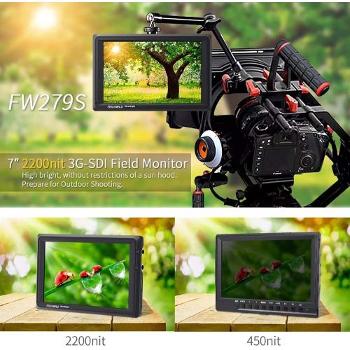  FEELWORLD FW279S 7 Inch 2200nit Daylight Viewable 3G-SDI 4K HDMI Input Output 1920X1200 Camera Field Monitor for Stabilizer Canon Nikon Panasonic DSLR and Mirrorless on Camera Moni