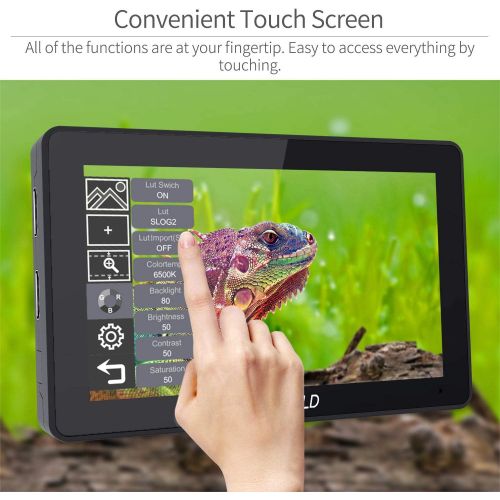  FEELWORLD F6 Plus 5.5 inch DSLR Camera Field Touch Screen Monitor with HDR 3D Lut Small Full HD 1920x1080 IPS Video Peaking Focus Assist 4K HDMI 8.4V DC Input Output Include Tilt A