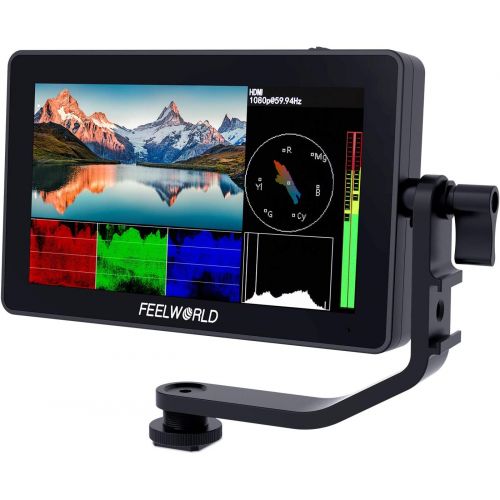  FEELWORLD F6 Plus 5.5 inch DSLR Camera Field Touch Screen Monitor with HDR 3D Lut Small Full HD 1920x1080 IPS Video Peaking Focus Assist 4K HDMI 8.4V DC Input Output Include Tilt A