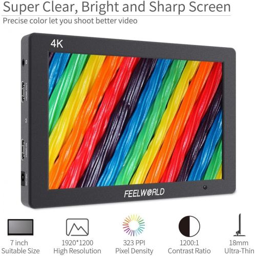  FEELWORLD T7 7 Inch DSLR On Camera Field Monitor Video Assist Full HD 1920x1200 4K HDMI Input Output with Peaking Focus Rugged Aluminum Housing