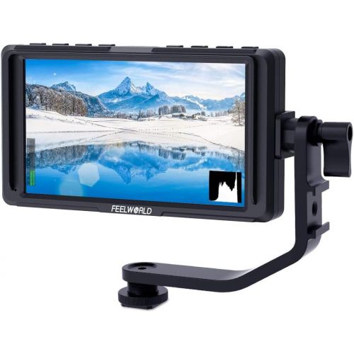  FEELWORLD F5 5 Inch DSLR On Camera Field Monitor Small Full HD 1920x1080 IPS Video Peaking Focus Assist with 4K HDMI 8.4V DC Input Output Include Tilt Arm