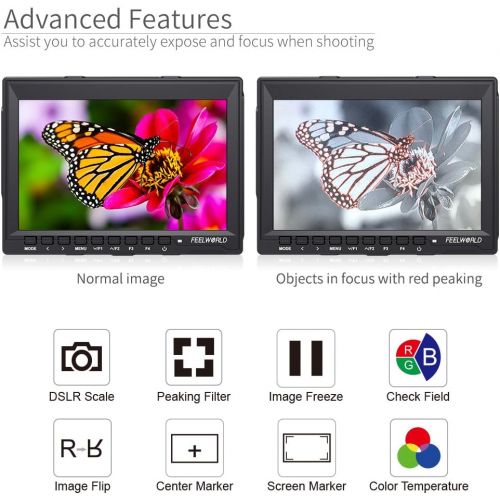  FEELWORLD FW759 7 Inch DSLR Camera Field Monitor HD Video Assist Slim IPS 1280x800 4K HDMI 1080p with Sunshade