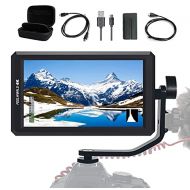 FEELWORLD F6+Battery+ Integrated Battery Charger + Micro&Mini HDMI Cords 5.7Inch FHD IPS On Camera 4K HDMI Monitor with Swivel Arm and 8V DC Power Output