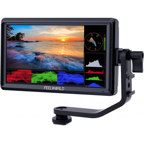  FEELWORLD FW568 V2 5.5 inch DSLR Camera Field Monitor with Waveform LUTs Video Peaking Focus Assist Small Full HD 1920x1152 IPS with 4K HDMI 8.4V DC Input Output Include Tilt Arm