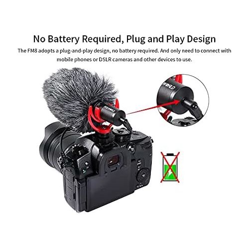  FEELWORLD FM8 Video Microphone for Broadcast Camera Live Interview Mini 3.5mm Condenser, Audio Recording Smartphones DSLR Camera Filmmaking Vlogging Music Live Streaming (FM8)