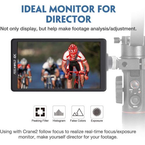  FEELWORLD F570 5.7 Small 4K Broadcast Monitor IPS Screen Vlog Monitor with Tilt Arm, Mini Quick Release Plate for Sony,Nikon,Canon DSLR and Gimbals