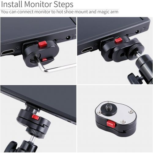  FEELWORLD Field Monitor Quick Release Plate for 3.5 5 7 inch DSLR Camera Monitor Magic Arm Video Light Monitor Cage With 1/4 Inch Screw Compare with FEELWORLD FW450 F570 F6 T7 FH7