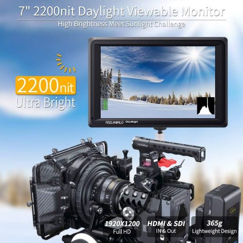  FEELWORLD FW279S 7 Inch Ultra Bright 2200nit DSLR Camera Field Monitor Daylight Viewable High Brightness Full HD 1920x1200 3G SDI 4K HDMI Input Output