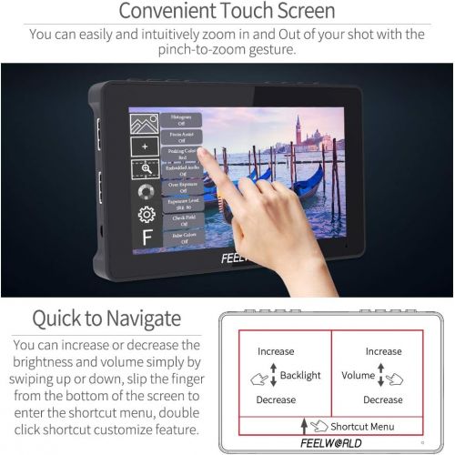  FEELWORLD F5 Pro V2 5.5 Inch Touch Screen DSLR Camera Field Monitor with 3D LUT F970 External Kit Install for Power Wireless Transmission IPS FHD1920x1080 4K HDMI Input Output 5V T