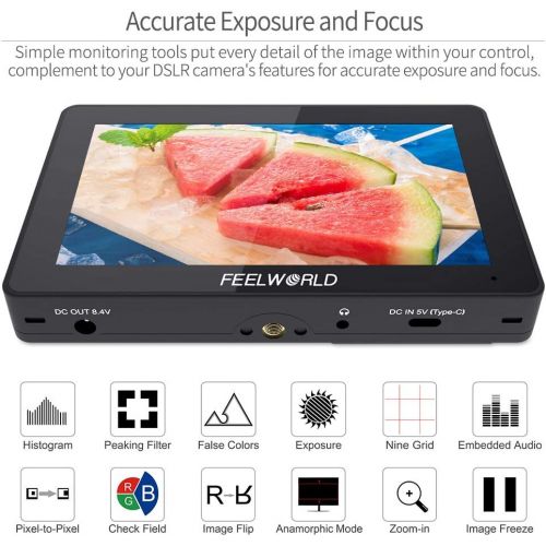  FEELWORLD F5 Pro V2 5.5 Inch Touch Screen DSLR Camera Field Monitor with 3D LUT F970 External Kit Install for Power Wireless Transmission IPS FHD1920x1080 4K HDMI Input Output 5V T