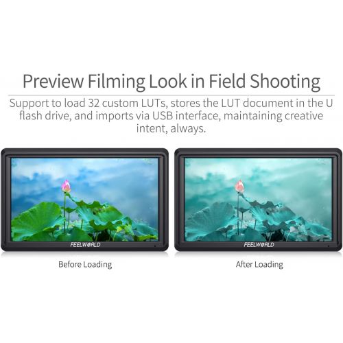  FEELWORLD FW568 V2 5.5 inch DSLR Camera Field Monitor with Waveform LUTs Video Peaking Focus Assist Small Full HD 1920x1152 IPS with 4K HDMI 8.4V DC Input Output Include Tilt Arm
