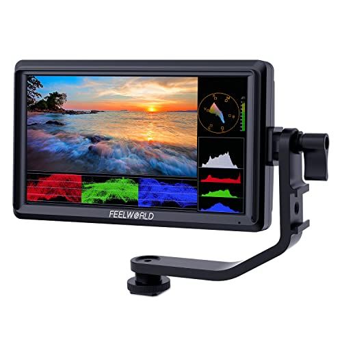  FEELWORLD FW568 V2 5.5 inch DSLR Camera Field Monitor with Waveform LUTs Video Peaking Focus Assist Small Full HD 1920x1152 IPS with 4K HDMI 8.4V DC Input Output Include Tilt Arm