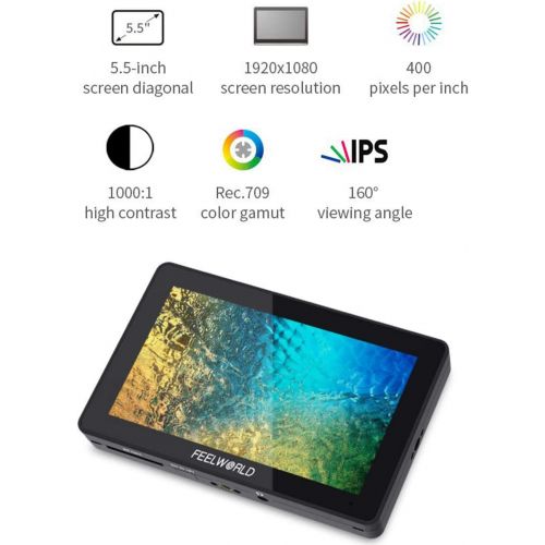  Feelworld F6 Plus 3D LUT Monitor Aluminum Alloy 5.5 Inch Touch Screen Director Monitor DSLR Camera FHD 1920x1080 4K HDMI Micro Single Display and TUYUNG Cloth