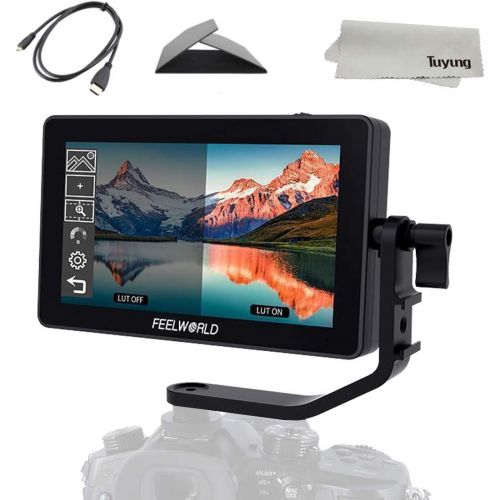  Feelworld F6 Plus 3D LUT Monitor Aluminum Alloy 5.5 Inch Touch Screen Director Monitor DSLR Camera FHD 1920x1080 4K HDMI Micro Single Display and TUYUNG Cloth