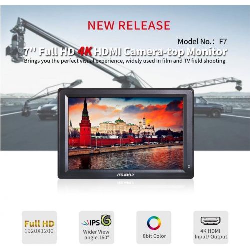  FEELWORLD Feelworld F7 7 Inch IPS Full HD 1920x1200 On Camera Field Monitor Supports 4K HDMI InputOutput 1200:1 High Contrast 450cdm2 High Brightness 160 Wide Viewing Angle for Sony A6300