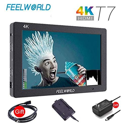  FEELWORLD T7 7 inch 4K DSLR Video Monitor, Full HD 1920x1200 IPS Aluminum Camera Field Monitor with 4K HDMI 8V DC inOut