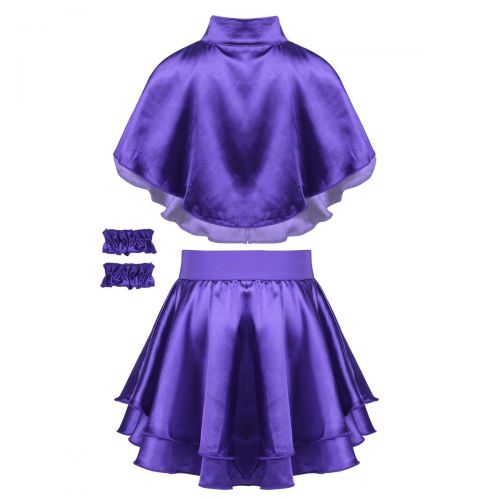  FEESHOW Kids Girls Greatest-Show Man Wheeler Costume Halloween Party Cosplay Role Play Cape Top with Skirt Gloves Set