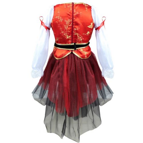  FEESHOW Deluxe Kids Girls 3Pcs Pirate Costume Halloween Cosplay Fancy Dress up Outfit with Hat