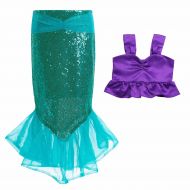 FEESHOW Toddler Girls Sequins Little Mermaid Tail Halloween Costumes Party Outfits Top with Skirt