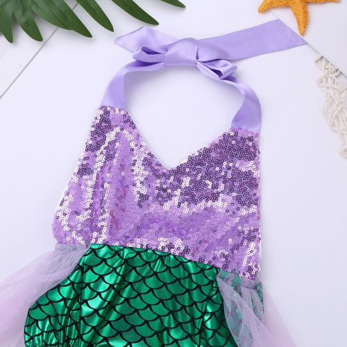  FEESHOW Toddler Baby Girls Mermaid Princess Bikini Swimsuit Halter Romper Tutu Fancy Dress Costumes