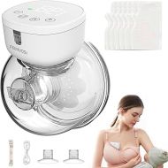 Wearable Breast Pump Hands Free: Portable Electric Breast Pumps with 24mm Flange 3 Modes 9 Levels Leak-Proof Massage Function Single Rechargeable Wireless Low Noise Painless Breastfeeding Pump