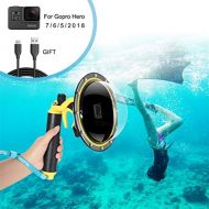 FEIMUOSI Fuer GoPro Dome Port Wasserdichtes Gehause GoPro Hero 7 6 5 2018 Schwarz Weiss Silber, GoPro Zubehoer mit Abzugswaffe und schwebender Griff Unterwasser-Kuppel.