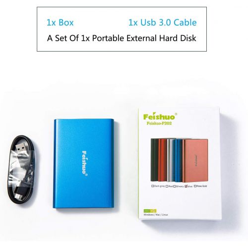  FEISHUO Portable External Hard Drive USB3.0 SATA HDD Storage (500G, Black)